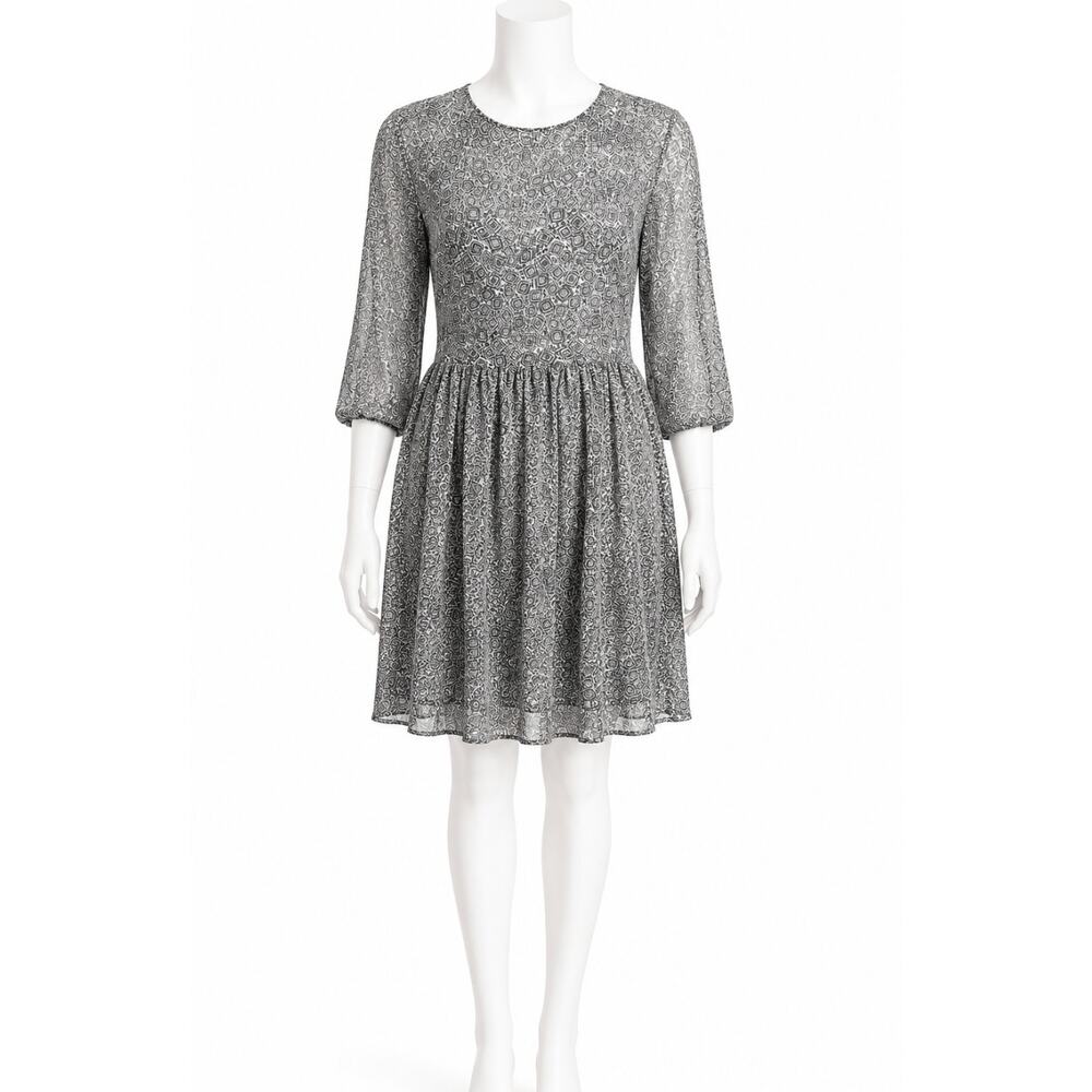 Frank Oak Dress Fit Flare XS Green Blue Paisley Sheer Cottagecore Whimsical